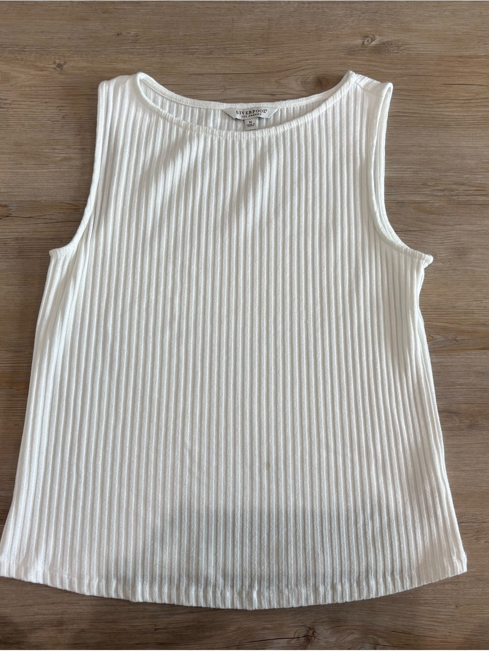Liverpool Cream Ribbed Scoop Neck Tank